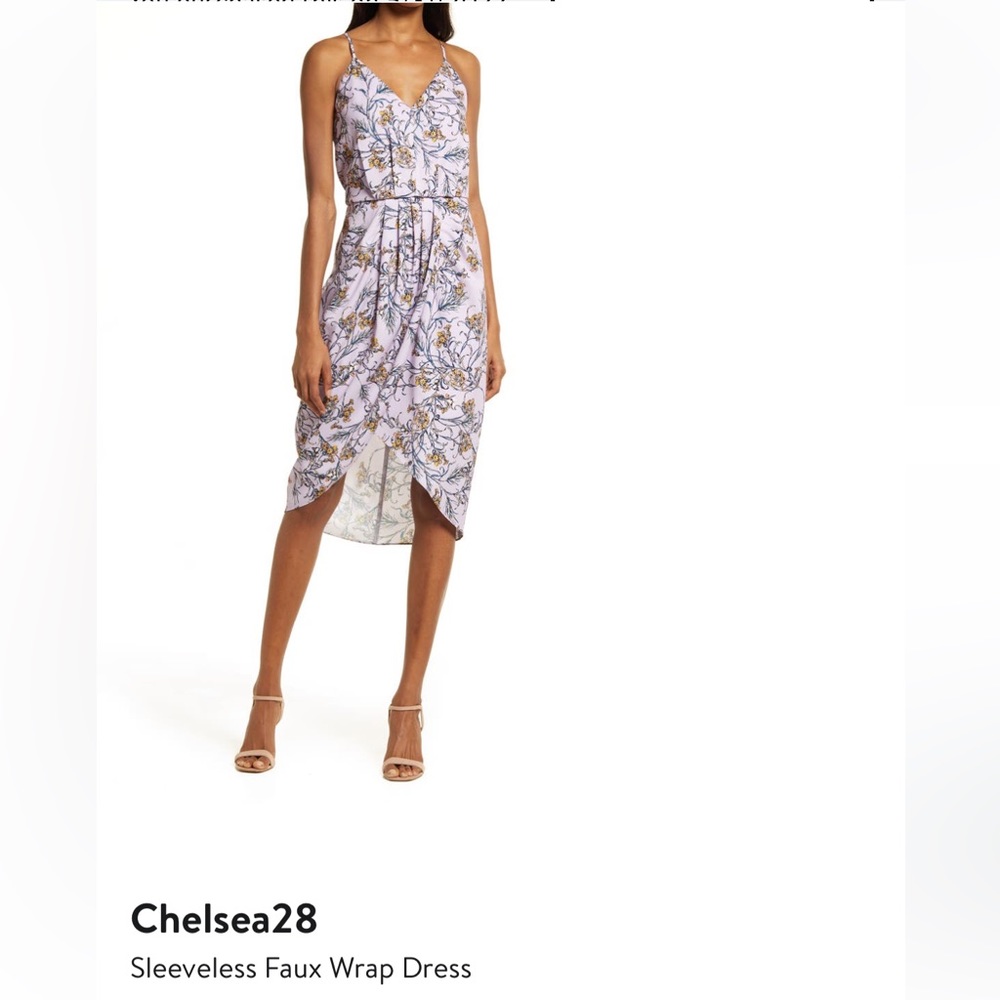 Chelsea28 sleeveless faux wrap dress / medium / lilac